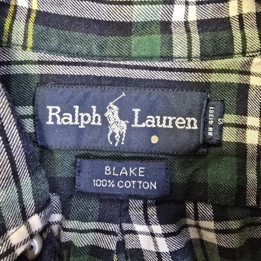 Ralph Lauren Blue Green Plaid Blake Button Shirt L Cotton Pony Preppy Boyfriend